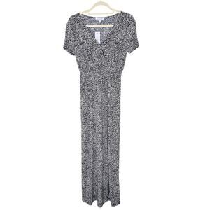Gilli Dress NEW Womens Small Black & White Floral Career Office Church Maxi